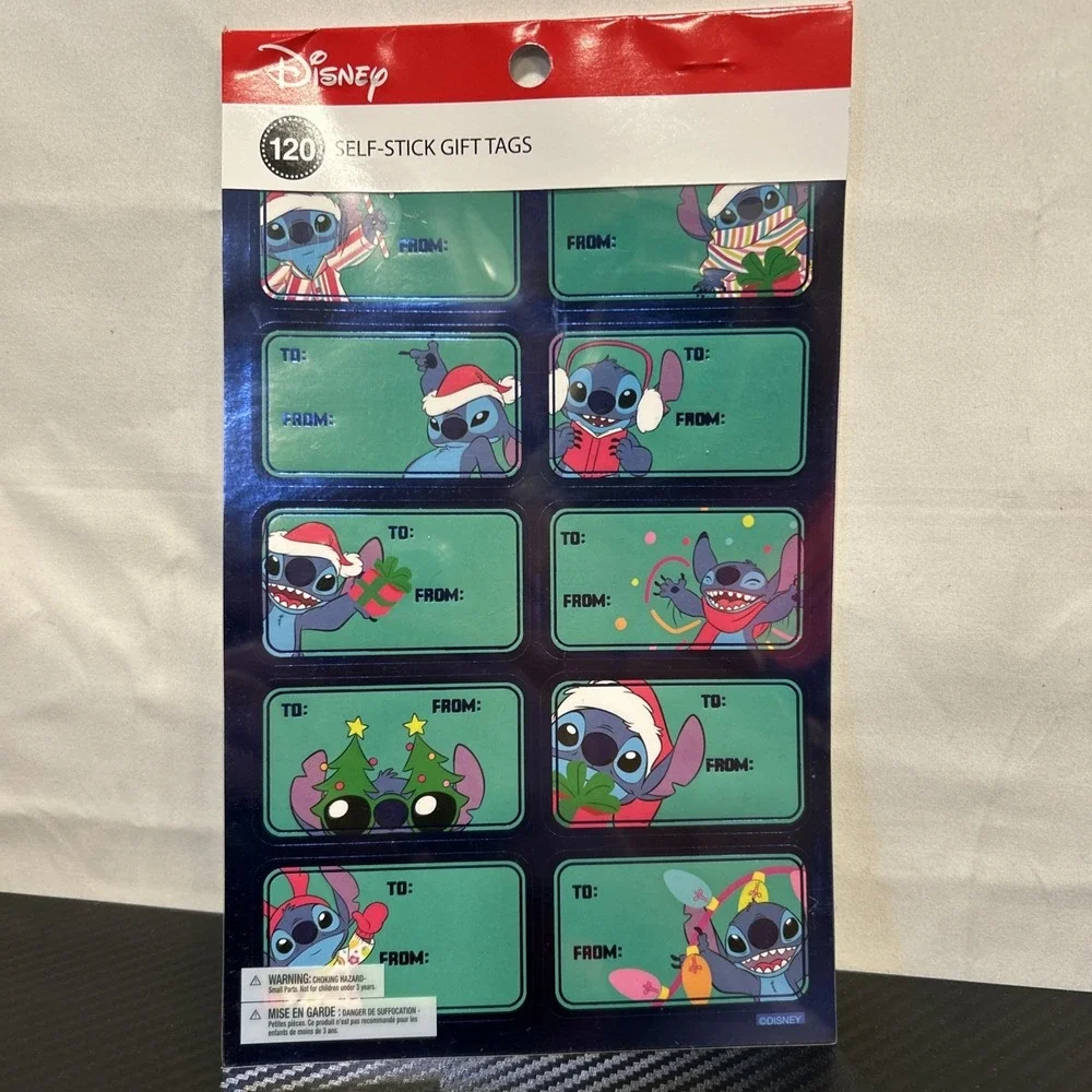 Rare Disney Lilo & Stitch Self Stick Christmas Tags 120